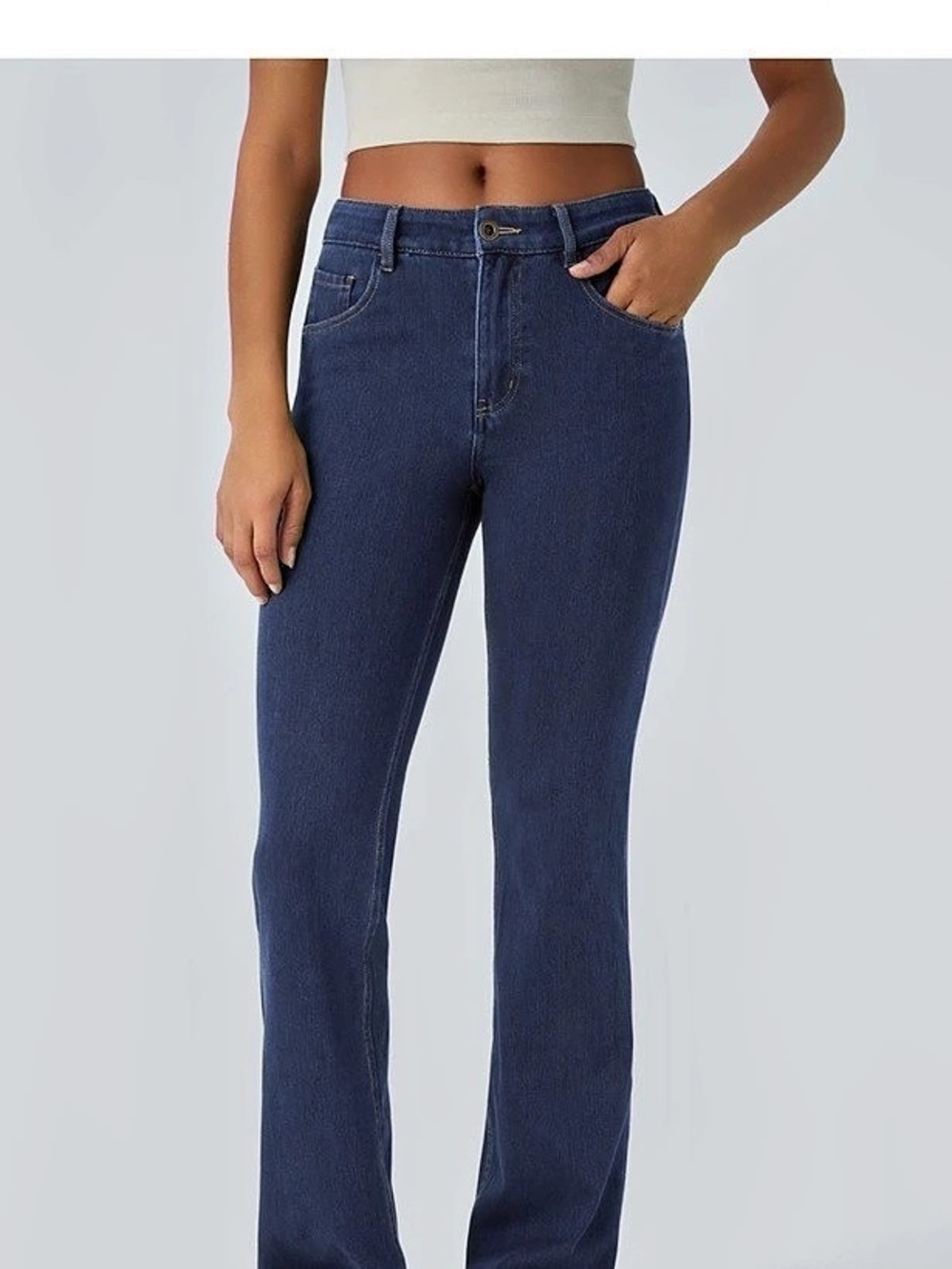 Halara FlexT™ Crossover Pocket Washed Denim Work Leggings Washed Denim Flare